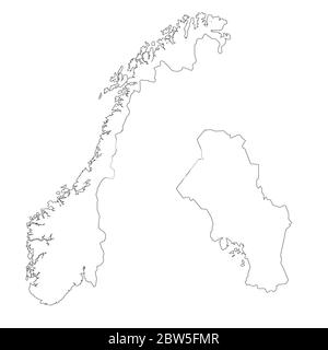 Mappa vettoriale Norvegia e Oslo. Paese e capitale. Illustrazione vettoriale isolata. Contorno. Illustrazione EPS 10. Illustrazione Vettoriale