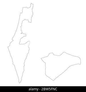 Mappa vettoriale Israele e Gerusalemme. Paese e capitale. Illustrazione vettoriale isolata. Contorno. Illustrazione EPS 10. Illustrazione Vettoriale