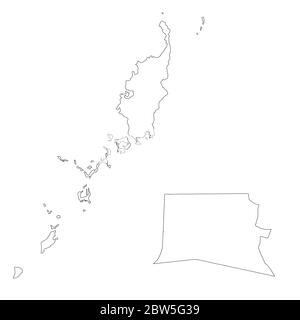 Mappa vettoriale Palau e Ngerulmud. Paese e capitale. Illustrazione vettoriale isolata. Contorno. Illustrazione EPS 10. Illustrazione Vettoriale