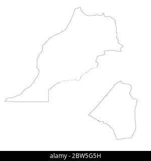 Mappa vettoriale Marocco e Rabat. Paese e capitale. Illustrazione vettoriale isolata. Contorno. Illustrazione EPS 10. Illustrazione Vettoriale