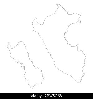 Mappa vettoriale Perù e Lima. Paese e capitale. Illustrazione vettoriale isolata. Contorno. Illustrazione EPS 10. Illustrazione Vettoriale