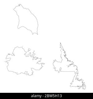 Mappa vettoriale Antigua e Barbuda e St johns. Paese e capitale. Illustrazione vettoriale isolata. Contorno. Illustrazione EPS 10. Illustrazione Vettoriale