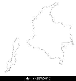 Mappa vettoriale Colombia e Bogota. Paese e capitale. Illustrazione vettoriale isolata. Contorno. Illustrazione EPS 10. Illustrazione Vettoriale