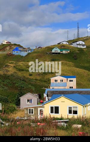 Pagliaio Hill, città di Unalaska, isole Aleutian, Alaska, STATI UNITI D'AMERICA Foto Stock