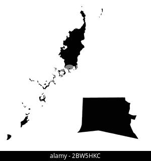 Mappa vettoriale Palau e Ngerulmud. Paese e capitale. Illustrazione vettoriale isolata. Nero su sfondo bianco. Illustrazione EPS 10. Illustrazione Vettoriale