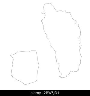 Mappa vettoriale Dominica e Roseau. Paese e capitale. Illustrazione vettoriale isolata. Contorno. Illustrazione EPS 10. Illustrazione Vettoriale