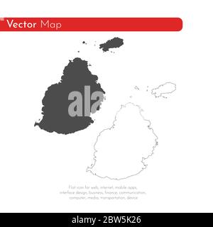 Mappa vettoriale Mauritius. Illustrazione vettoriale isolata. Nero su sfondo bianco. Illustrazione EPS 10. Illustrazione Vettoriale