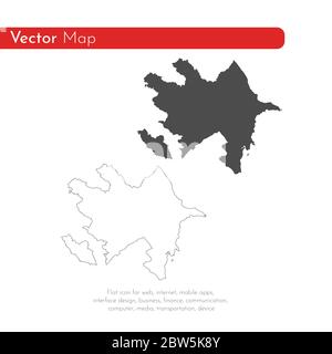 Mappa vettoriale Azerbaigian. Illustrazione vettoriale isolata. Nero su sfondo bianco. Illustrazione EPS 10. Illustrazione Vettoriale