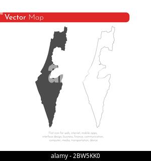 Mappa vettoriale Israele. Illustrazione vettoriale isolata. Nero su sfondo bianco. Illustrazione EPS 10. Illustrazione Vettoriale