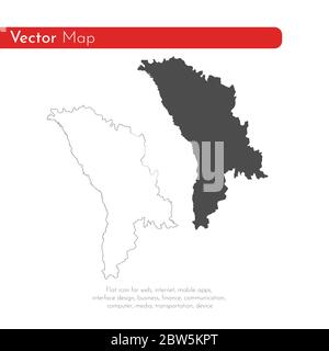 Mappa vettoriale Moldavia. Illustrazione vettoriale isolata. Nero su sfondo bianco. Illustrazione EPS 10. Illustrazione Vettoriale