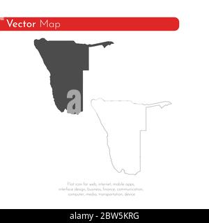 Mappa vettoriale Namibia. Illustrazione vettoriale isolata. Nero su sfondo bianco. Illustrazione EPS 10. Illustrazione Vettoriale