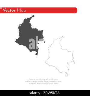 Mappa vettoriale Colombia. Illustrazione vettoriale isolata. Nero su sfondo bianco. Illustrazione EPS 10. Illustrazione Vettoriale