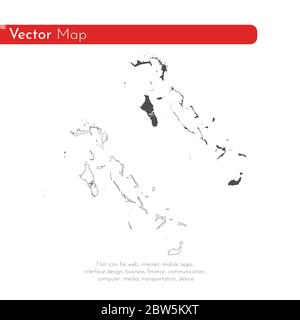 Mappa vettoriale Bahamas. Illustrazione vettoriale isolata. Nero su sfondo bianco. Illustrazione EPS 10. Illustrazione Vettoriale