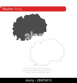 Mappa vettoriale Macedonia. Illustrazione vettoriale isolata. Nero su sfondo bianco. Illustrazione EPS 10. Illustrazione Vettoriale