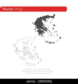 Mappa vettoriale Grecia. Illustrazione vettoriale isolata. Nero su sfondo bianco. Illustrazione EPS 10. Illustrazione Vettoriale