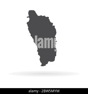 Mappa vettoriale Dominica. Illustrazione vettoriale isolata. Nero su sfondo bianco. Illustrazione EPS 10. Illustrazione Vettoriale