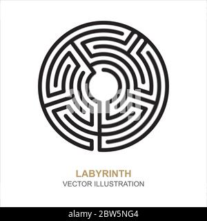 Labirinto. Illustrazione vettoriale labirinto. Icona labirinto e sfondo. Parte del set. Illustrazione Vettoriale