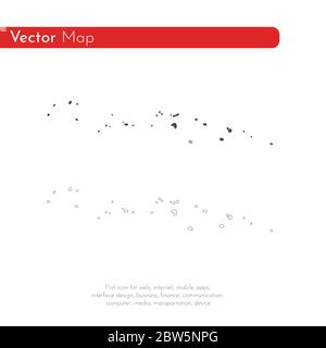 Mappa vettoriale Stati Federati della Micronesia. Illustrazione vettoriale isolata. Nero su sfondo bianco. Illustrazione EPS 10. Illustrazione Vettoriale