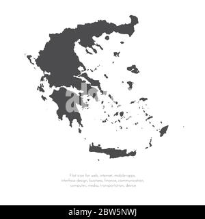 Mappa vettoriale Grecia. Illustrazione vettoriale isolata. Nero su sfondo bianco. Illustrazione EPS 10. Illustrazione Vettoriale