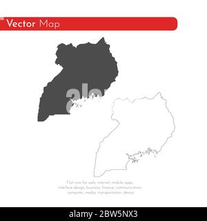 Mappa vettoriale Uganda. Illustrazione vettoriale isolata. Nero su sfondo bianco. Illustrazione EPS 10. Illustrazione Vettoriale