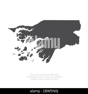 Mappa vettoriale Guinea-Bissau. Illustrazione vettoriale isolata. Nero su sfondo bianco. Illustrazione EPS 10. Illustrazione Vettoriale