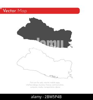 Mappa vettoriale Salvador. Illustrazione vettoriale isolata. Nero su sfondo bianco. Illustrazione EPS 10. Illustrazione Vettoriale