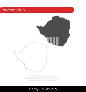 Mappa vettoriale Zimbabwe. Illustrazione vettoriale isolata. Nero su sfondo bianco. Illustrazione EPS 10. Illustrazione Vettoriale