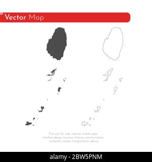Mappa vettoriale Saint Vincent e Grenadine. Illustrazione vettoriale isolata. Nero su sfondo bianco. Illustrazione EPS 10. Illustrazione Vettoriale