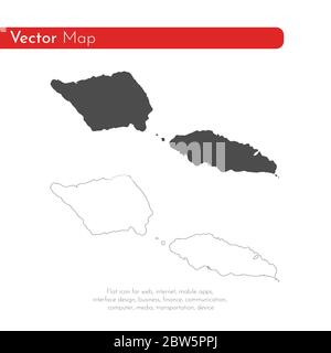 Mappa vettoriale Samoa. Illustrazione vettoriale isolata. Nero su sfondo bianco. Illustrazione EPS 10. Illustrazione Vettoriale