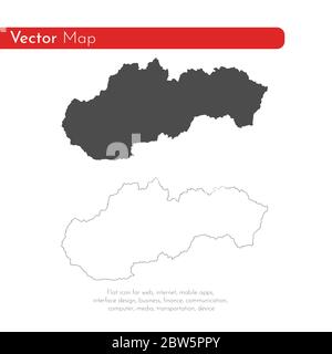 Mappa vettoriale Slovacchia. Illustrazione vettoriale isolata. Nero su sfondo bianco. Illustrazione EPS 10. Illustrazione Vettoriale