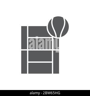 Campo da tennis vettore icona simbolo arena sportiva isolato su sfondo bianco Illustrazione Vettoriale