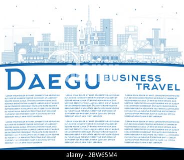 Profilo Daegu South Korea City Skyline con edifici blu e Copy Space. Illustrazione vettoriale. Illustrazione Vettoriale