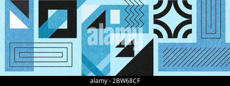 Colorful  geometric poster. Grid with color geometrical shapes. Modern abstract promotional flyer background illustration set. Geometric template Foto Stock