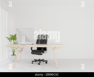 Interni ufficio ufficio sala di lavoro mock up spazio di copia, rendering 3d Foto Stock