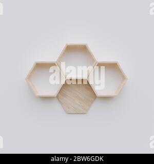 Spazio di copia su ripiano esagonale, rendering 3d esegon Foto Stock