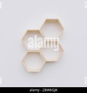 Spazio di copia su ripiano esagonale, rendering 3d esegon Foto Stock