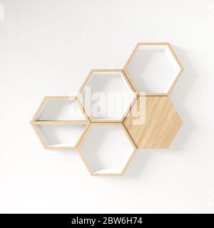 Spazio copia ripiano esagonale,spazio copia,mock up,sfondo esegon Foto Stock