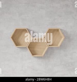 Ripiano esagonale con spazio copia parete in calcestruzzo grezzo,spazio copia,mock up,esegon Foto Stock