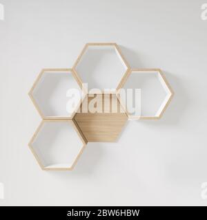 Spazio copia ripiano esagonale,spazio copia,mock up,esegon Foto Stock