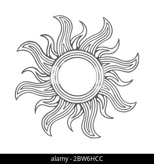 Sole. Illustrazione del vettore del sole in stile vintage disegnata a mano. Illustrazione Vettoriale