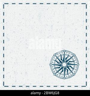 Sfondo della mappa e simbolo di rosa del vento. Mappa stile vintage e illustrazione vettoriale bussola. Parte del set. Illustrazione Vettoriale