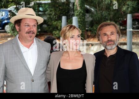 VENEZIA, ITALIA - SETTEMBRE 01: John C. Reilly, Kate Winslet e Christoph Waltz arrivano alla fotocellula 'Carnage' durante il 68° Festival del Cinema di Venezia Foto Stock