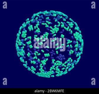 Sfera formata da molti ellissi. illustrazione vettoriale 3d per scienza, istruzione o medicina. Illustrazione Vettoriale