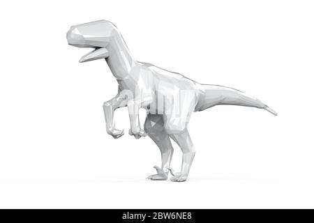 rendering 3d con dinosauro poligonale isolato su bianco Foto Stock