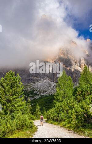 Italia Veneto Dolomiti Ampezzane - strada che conduce al sentiero Astaldi Foto Stock