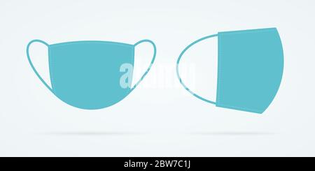 Medical mask symbols on white background. Flat vector icons. Illustrazione Vettoriale