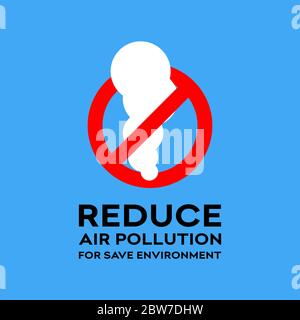 Arrestare le emissioni di CO2 riducendo l'inquinamento atmosferico. Design tipografico CO2. Illustrazione vettoriale delineare uno stile di disegno piatto. Illustrazione Vettoriale