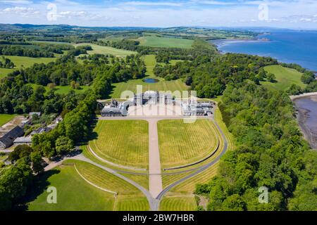 Vista aerea di Hopetoun House vicino Queensferry Sud a Lothian Ovest, Scozia, Regno Unito Foto Stock