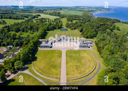 Vista aerea di Hopetoun House vicino Queensferry Sud a Lothian Ovest, Scozia, Regno Unito Foto Stock