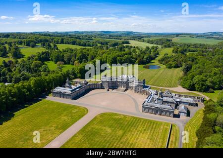 Vista aerea di Hopetoun House vicino Queensferry Sud a Lothian Ovest, Scozia, Regno Unito Foto Stock